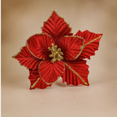 Stelo Fiore Decorativo 20 cm con Glitter Rosso Addobbo Natalizio BMA-50/RED