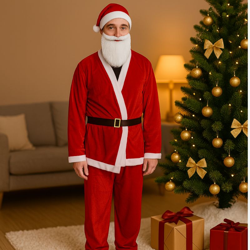 Vestito Babbo Natale Adulto in Velluto Costume Natalizio Classico HY20010