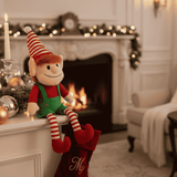 Elfo Peluche Parlante 27 cm Pupazzo Natalizio Ripete Tutto, Cappello a Strisce