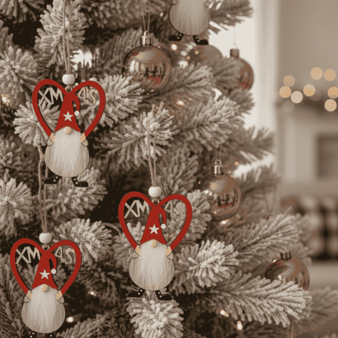 Appendini Gnomo di Natale con Cuore Set 2 Pezzi SHY-W12874R/W