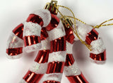 Bastoncini di Natale 9 cm Set 3 Pezzi Rosso e Bianco Glitter Decorazioni albero