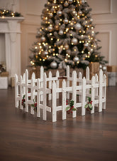 Steccato Base Albero di Natale Bianco 50x50 cm Recinzione Decorativa con Pigne