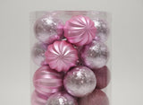 Palline di Natale Rosa Ø 6 cm Set 30 Pezzi in Box PVC Decorazioni eleganti
