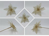 Fiore Natalizio Retinato Oro 25 cm Decorazione Elegante per Albero e Allestiment