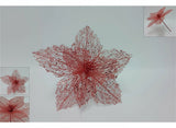 Fiore Natalizio Retinato Rosso 26 cm Decorazione Elegante per Albero e Allestime
