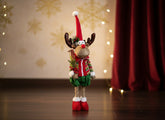 Renna Natalizia Estensibile 95 cm con Vestito in Lana Rosso/Verde color casuale
