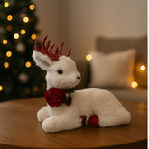 Renna Seduta 23 cm con Paillettes Rosse Decorazione Natalizia DY244042C