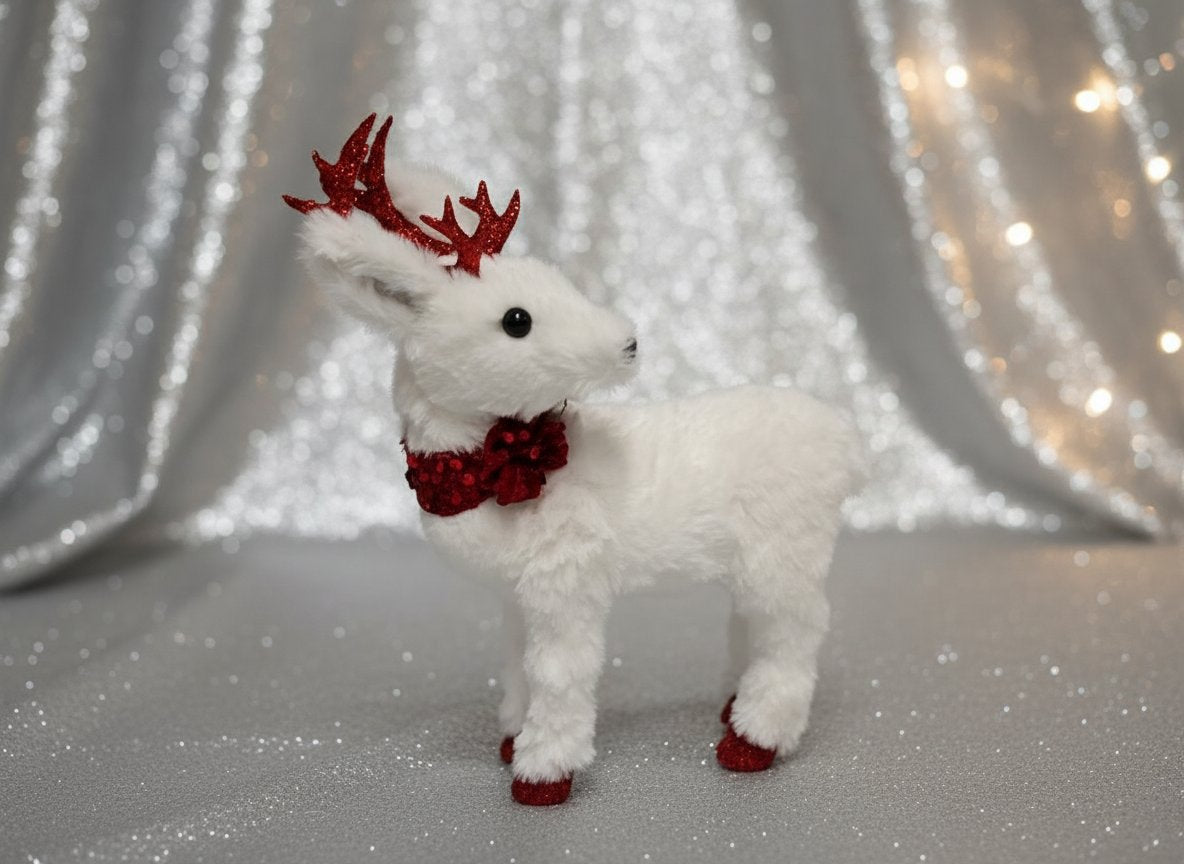 Renna Natalizia 25 cm con Paillettes Rosse | Decorazione Natalizia Elegante