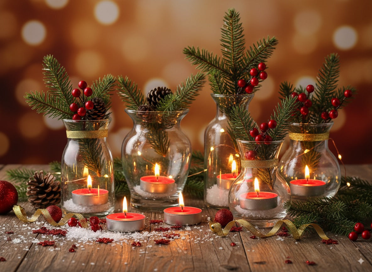 Set 10 candele tealight rosse 9 g durata 3 ore Lumini decorativi HD0090010-C