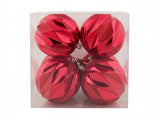 Palle di Natale Rosse 10 cm Set 4 pz | Decorazioni Albero Decoro Rombi in Box