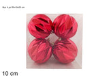 Palle di Natale Rosse 10 cm Set 4 pz | Decorazioni Albero Decoro Rombi in Box