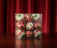 Set 9 Palle di Natale 6 cm Decorate Box PVC Colorato