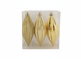 Appendini Goccia Natale 12cm Oro Lucido Set 3pz in Box PVC
