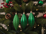 Set 3 appendini a goccia verdi 12 cm in box PVC Decorazioni natalizie S5791-3PCS