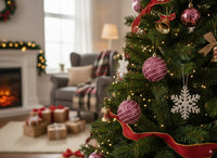 Set 6 palline rosa 6 cm con cordoncino in box PVC XNA23059391 Decorazioni natale