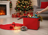 Box TNT porta palline e addobbi natalizi con separatori 38x31x31 cm Contenitore