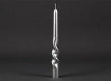 Candele Torciglione 25 cm Silver Set 2 Pezzi Laminati in Box Candele Decorative
