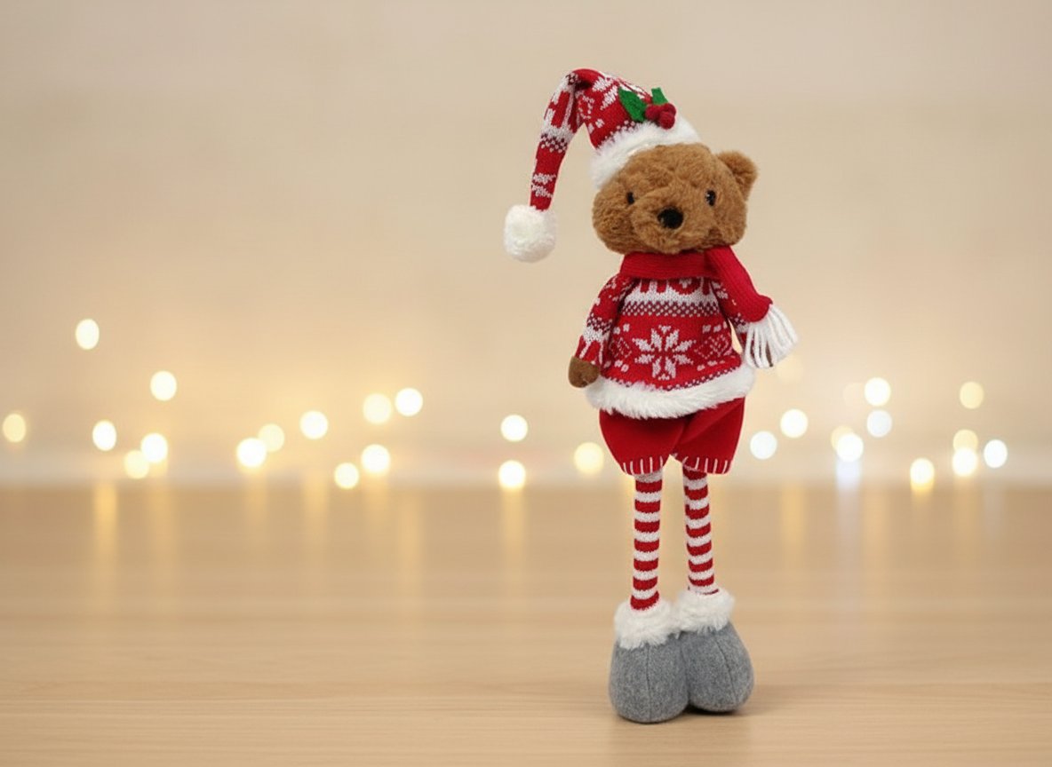 Orso Natalizio Estensibile 33-47 cm con Maglione Rosso e Bianco colore casuale