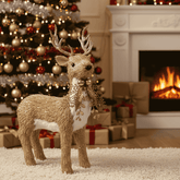 Renna Natalizia 54 cm con Decoro Oro in Cocco Decorazione Elegante LX00018