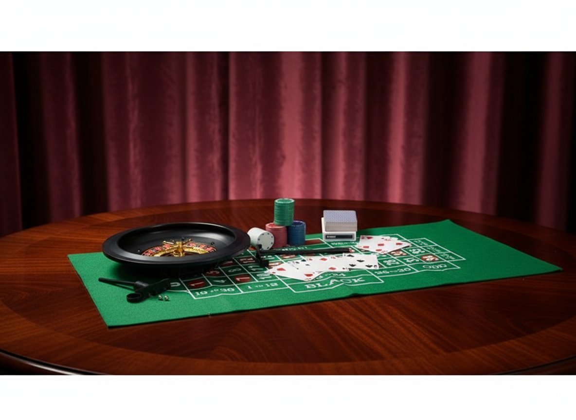 Gioco Roulette 25 cm con Set Casinò Completo Carte, Fiches e Tappeto