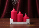 Set 3 Candele Rosse Decorative Diverse Misure Ø 50 mm |