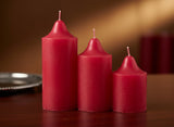 Set 3 Candele Rosse Decorative Diverse Misure Ø 50 mm |