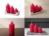 Set 3 Candele Rosse Decorative Diverse Misure Ø 50 mm |