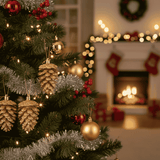 Appendino Pigne Glitterate Oro Set 12 Pezzi in Box PVC FL-186/GO