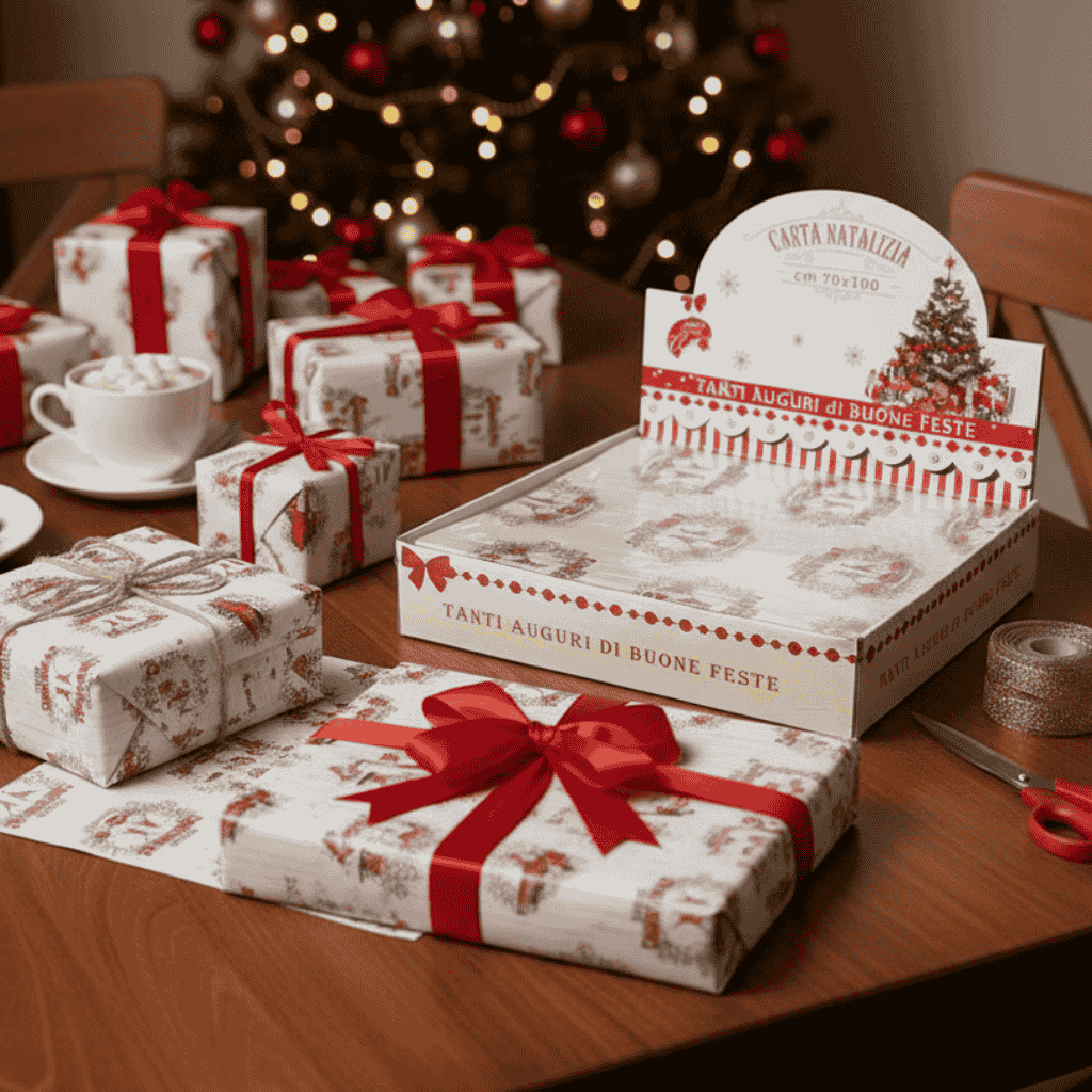 Carta Regalo Natalizia 70x100 cm Set 100 Fogli 80gr 4 Assortiti JY25SD04-B