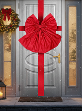 Fiocco per Porta Ingresso Natalizio Rosso Laminato | Grande Fiocco Decorativo