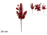 Stelo Rametti Glitterati Bacche e Pigne Rosso 24 cm 3 assortimenti mod casuale