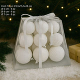 JNP2501-6 Set 18 Palle di Natale Bianche Eleganti 5/6/7 cm in Box Piramide PVC