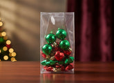 Set Palline Natale 3 cm e Stelle 4 cm Rosso/Verde Sacchetto PVC 12 Pezzi