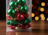 Set Palline Natale 3 cm e Stelle 4 cm Rosso/Verde Sacchetto PVC 12 Pezzi