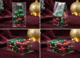 Set Palline Natale 3 cm e Stelle 4 cm Rosso/Verde Sacchetto PVC 12 Pezzi