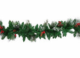Ghirlanda natalizia innevata 270 cm con 260 punte, bacche e pigne PL25Y7007