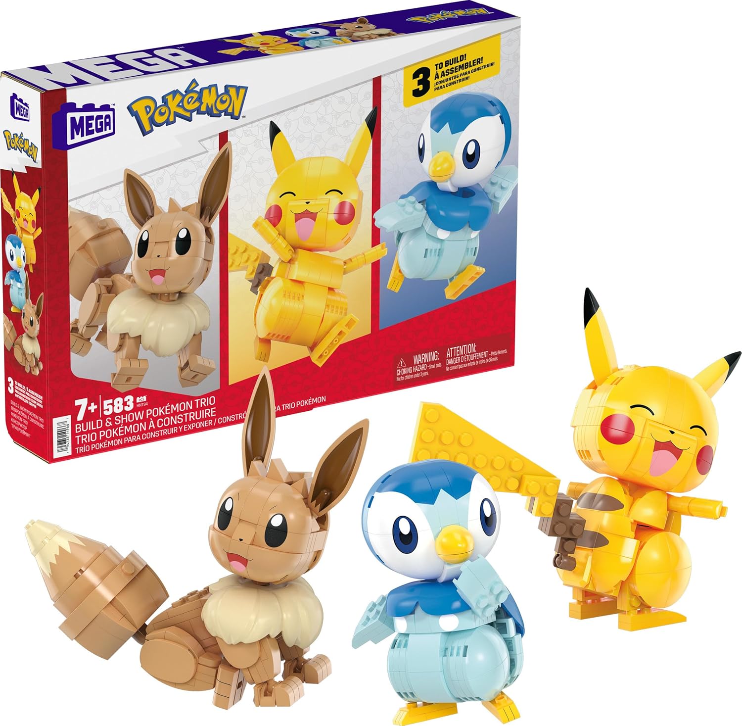 Mega Set Mega Tris di Pokémon Costruibili HNT94 Construx con Pikachu, Charma