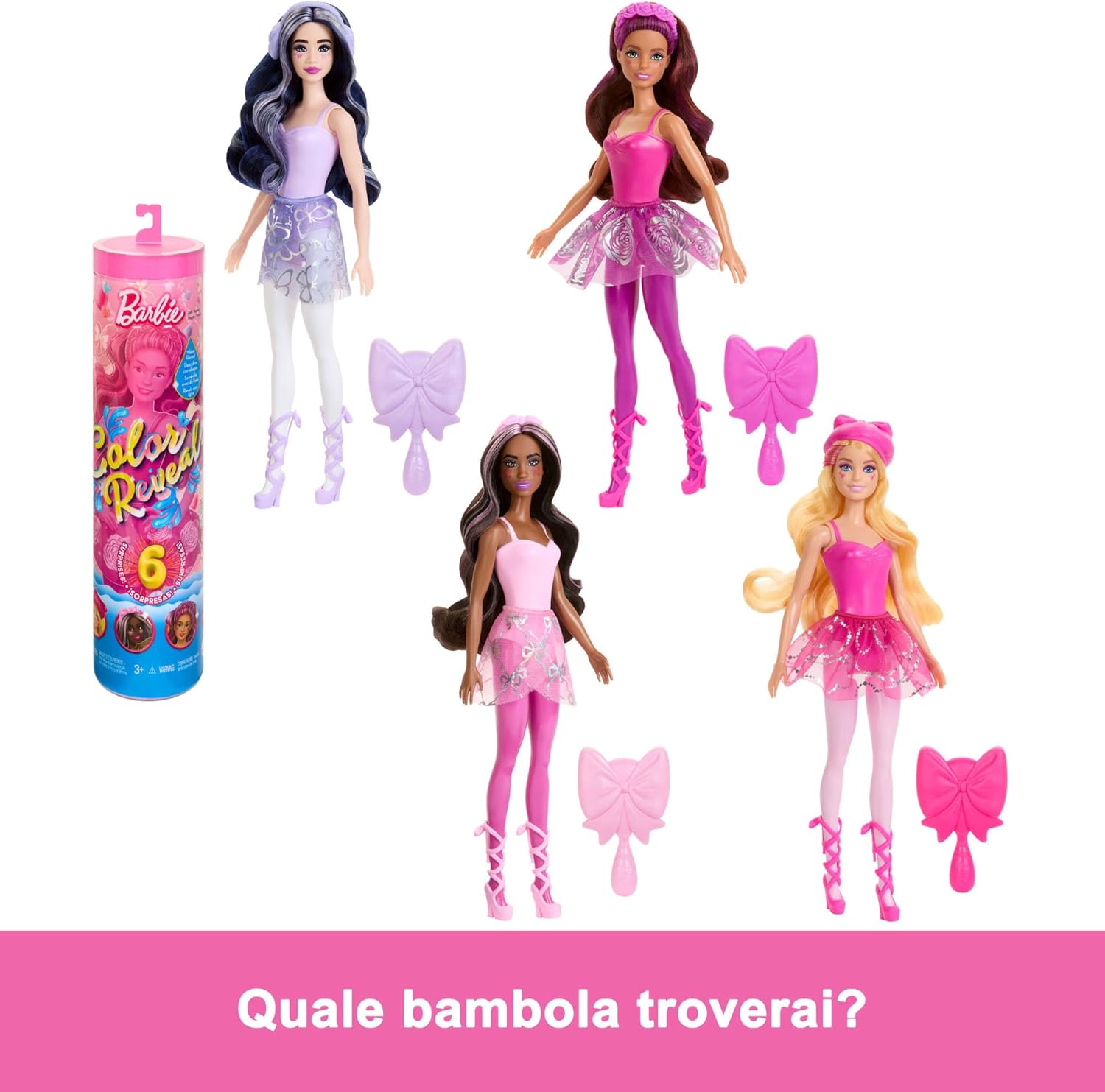 Mattel Barbie Color Reveal Ballerine Bambola Sorpresa con Accessori e Effetti