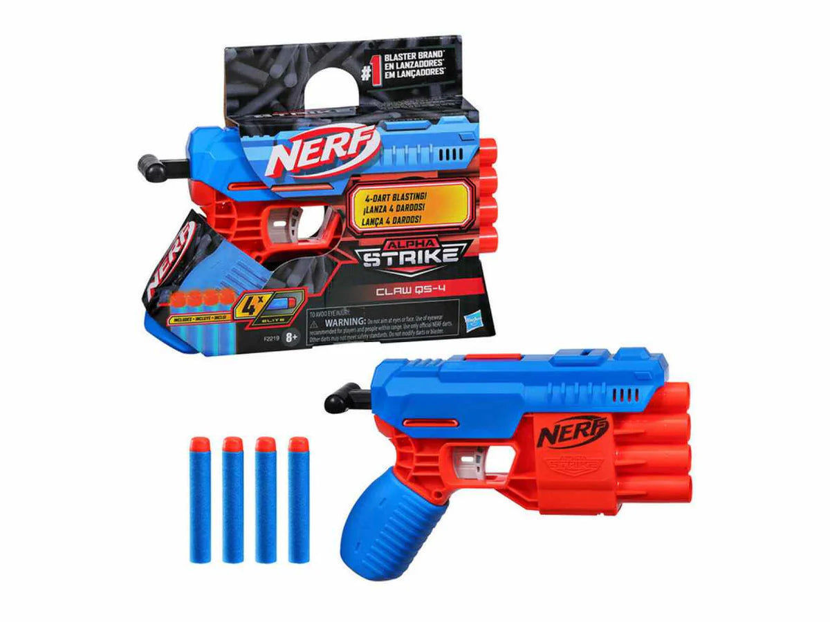 Hasbro NERF Alpha Strike Claw QS4 F2218EU4 Blaster 4 Dardi Elite,
