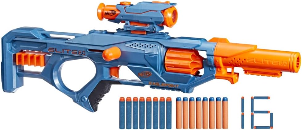 Hasbro NERF Elite 2.0 Eaglepoint RD8 Blaster 8 Dardi + 8 di Scorta,