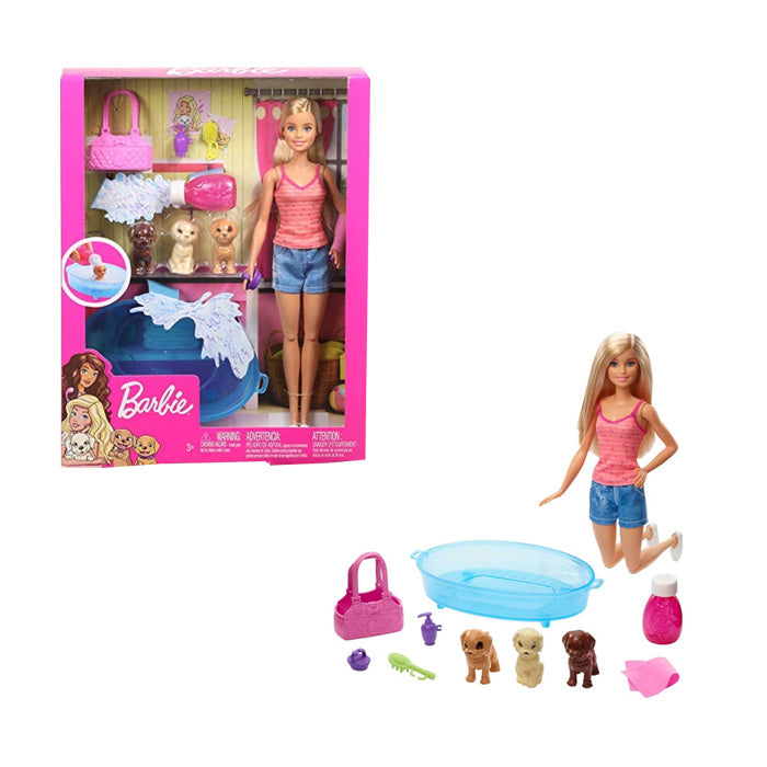 Mattel Barbie Bagnetto dei Cuccioli Bambola con Cucciolo Laua & Vasca