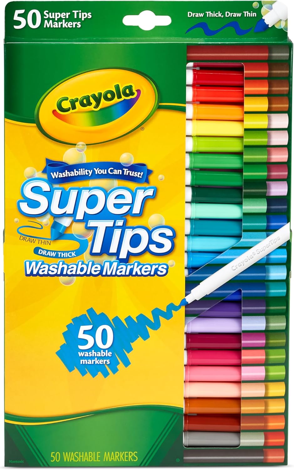 CRAYOLA Super Tips - Pennarelli Lavabili a Punta Media, 50 Pezzi