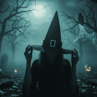 Cappello Strega Floccato Halloween Decorazioni e Accessori