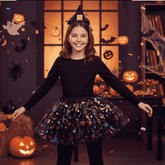 Gonnellino e Cerchietto Streghetta Halloween Costume Bambina