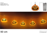 Filo 10 Zucche Luminose a Batterie Luci LED Halloween per Decorazioni