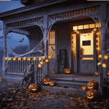 Filo 10 Zucche Luminose a Batterie Luci LED Halloween per Decorazioni