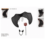 Ali con Cerchietto e Forcone Halloween Set Costume Diavolo Rosso e Nero