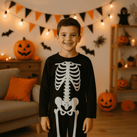 Vestito Scheletro Bambino 4-6 Anni Costume Halloween Scheletro Horror