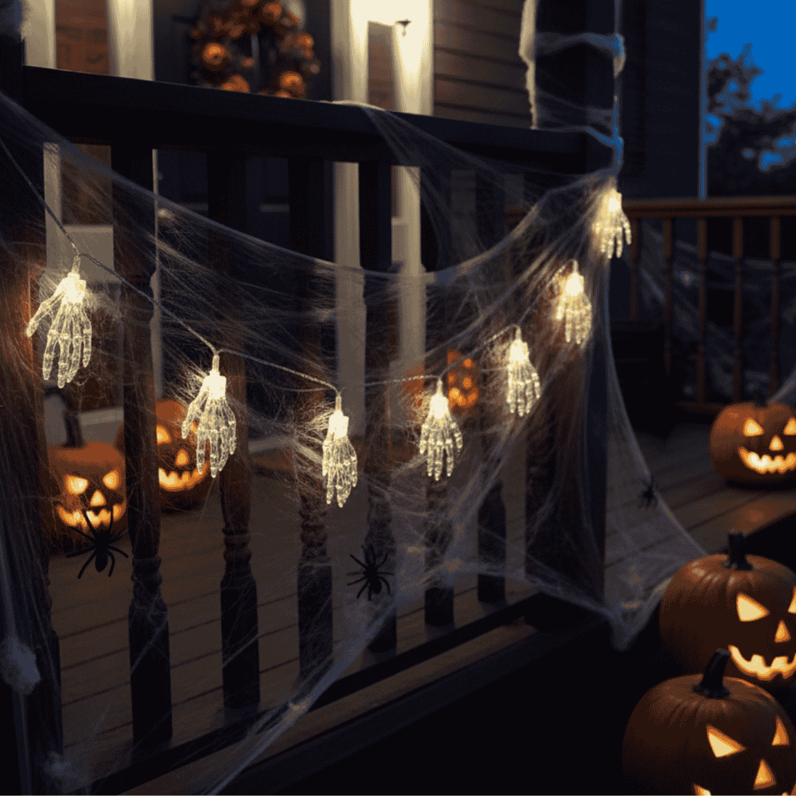 Filo 10 Luci LED Halloween Mani Bianco Caldo 1m a Batterie DFDP 10LED-WW/HAND