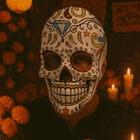 Maschera Decorata Teschio Halloween e Festa dei Morti
